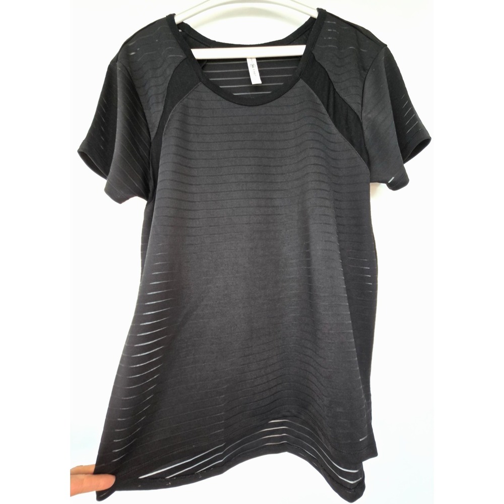 Femme First T Shirt See Through Mesh Striped Athletic Short Sleeves Women's L